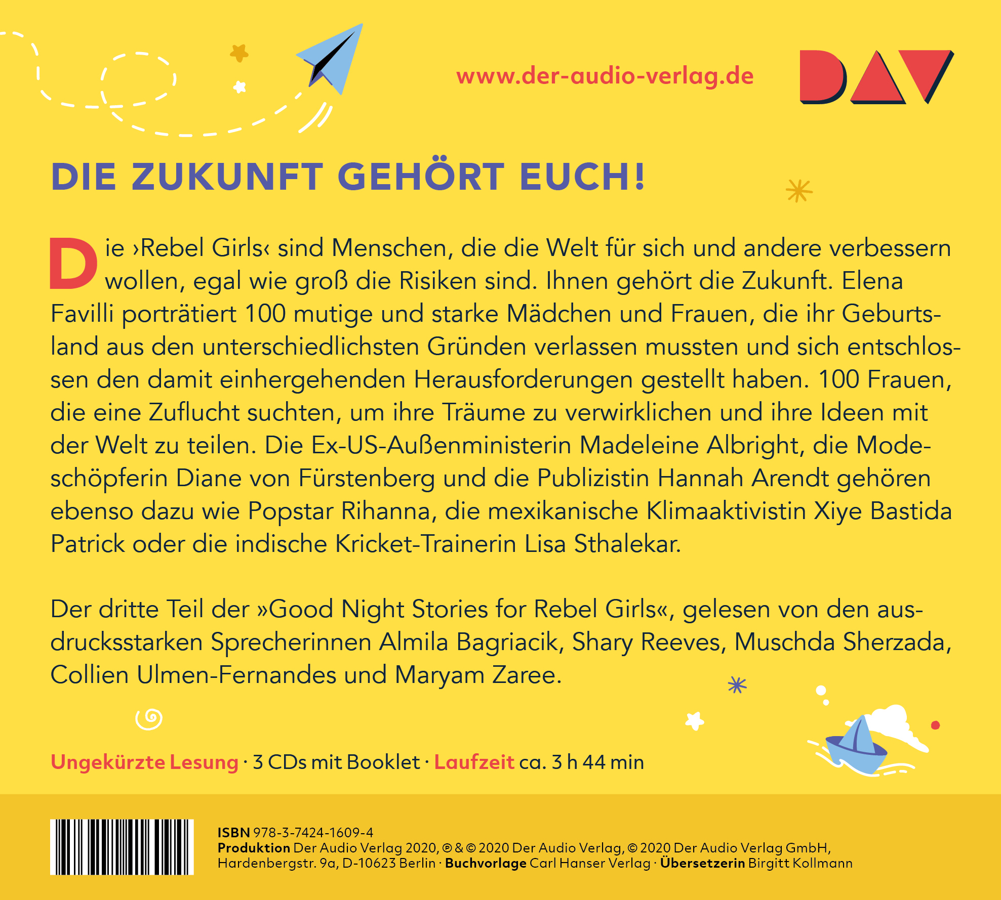 Rückseitencover Good Night Stories for Rebel Girls – Teil 3: 100 Migrantinnen, die die Welt verändern