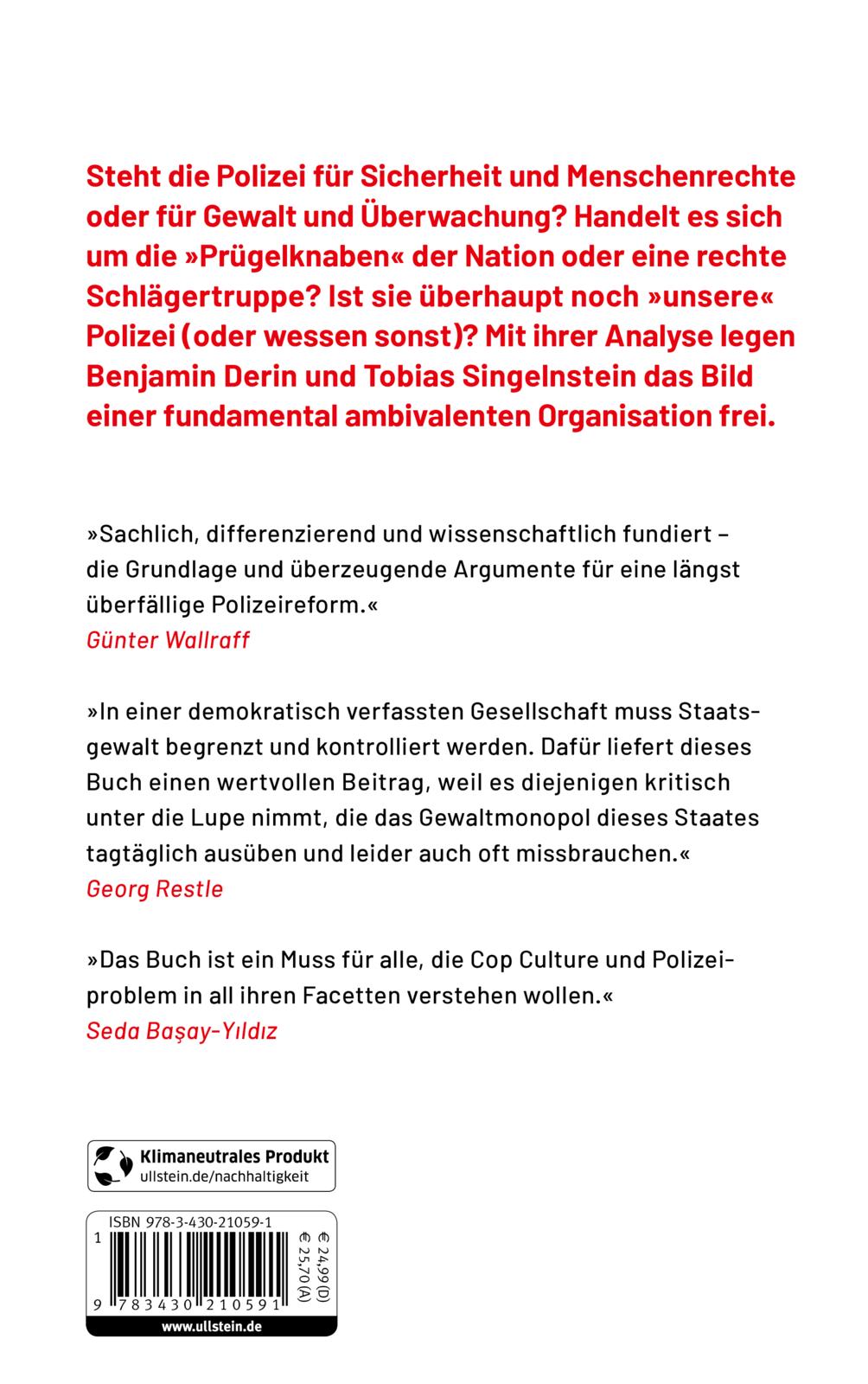 Rückseitencover Die Polizei: Helfer, Gegner, Staatsgewalt