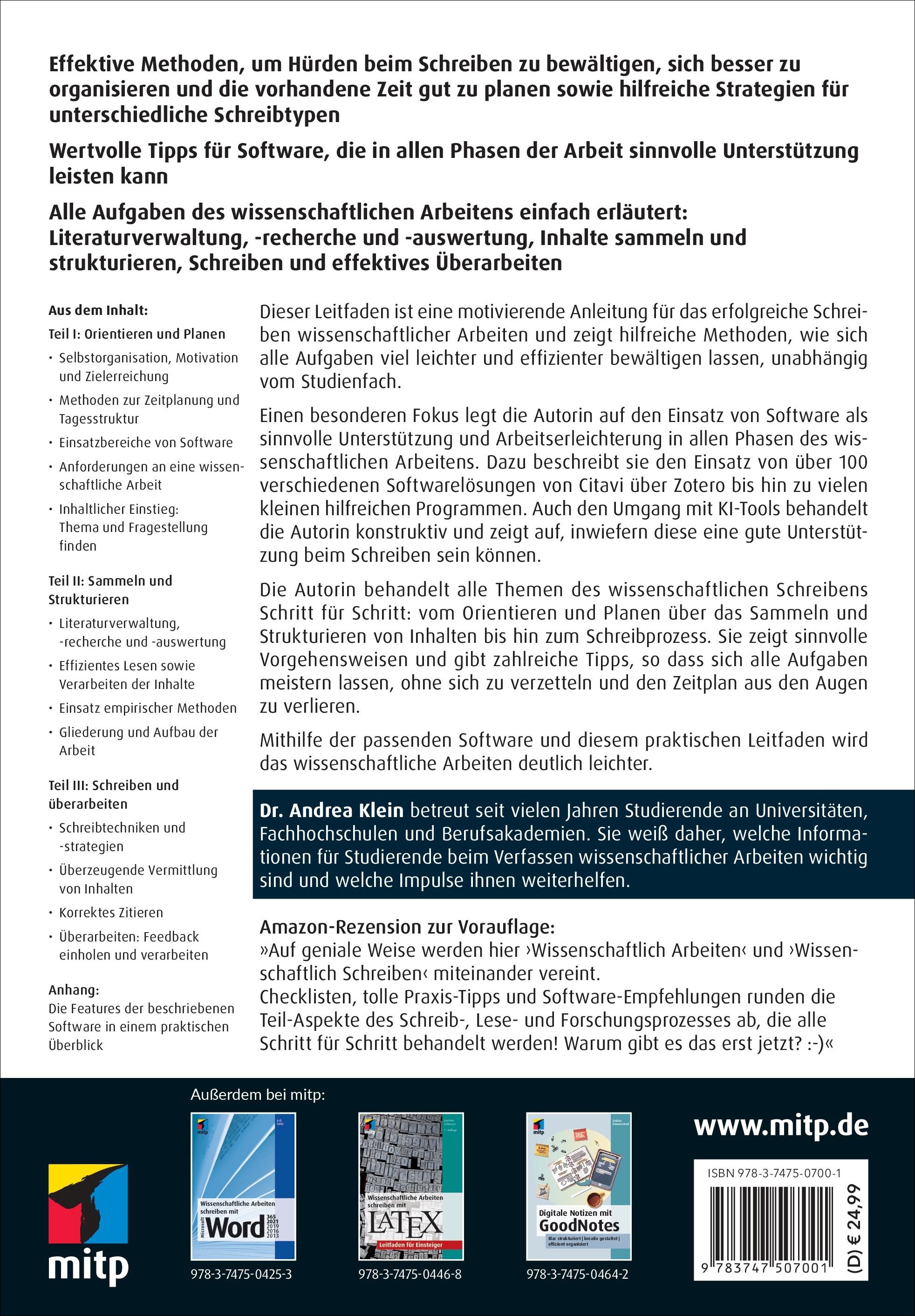 Rückseitencover Wissenschaftliche Arbeiten schreiben