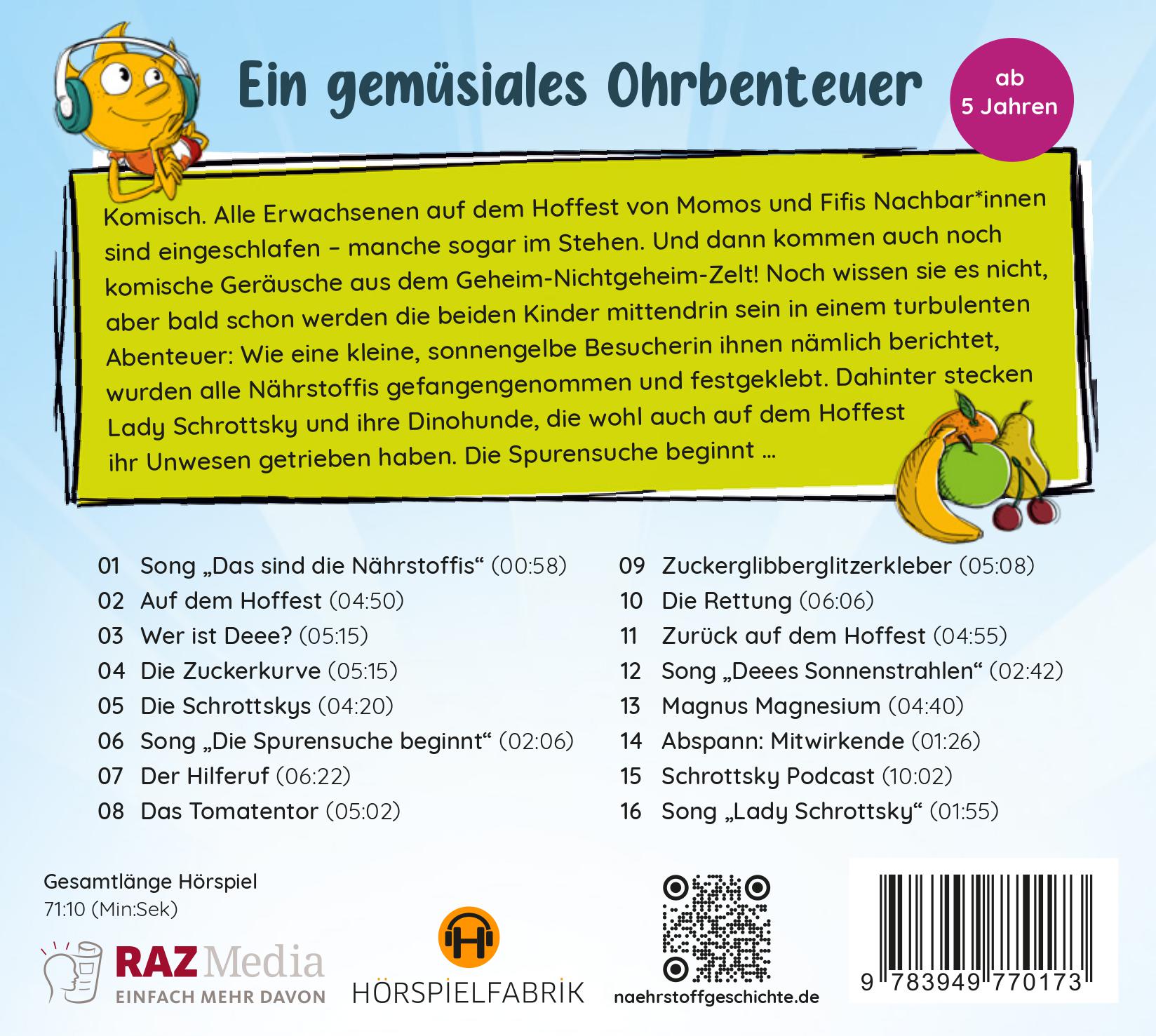 Rückseitencover Die Nährstoffgeschichte. Begeistert Kinder für gemüsiale Superkräfte!