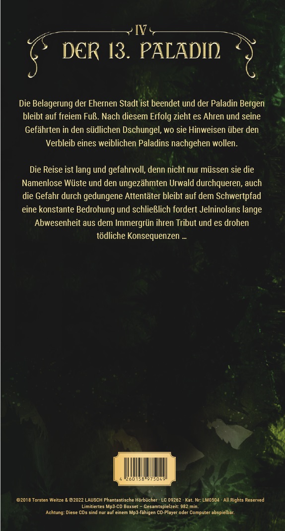 Rückseitencover Die schlafende Mutter: Der 13. Paladin Band IV