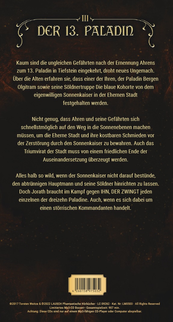 Rückseitencover Die Eherne Stadt: Der 13. Paladin Band III
