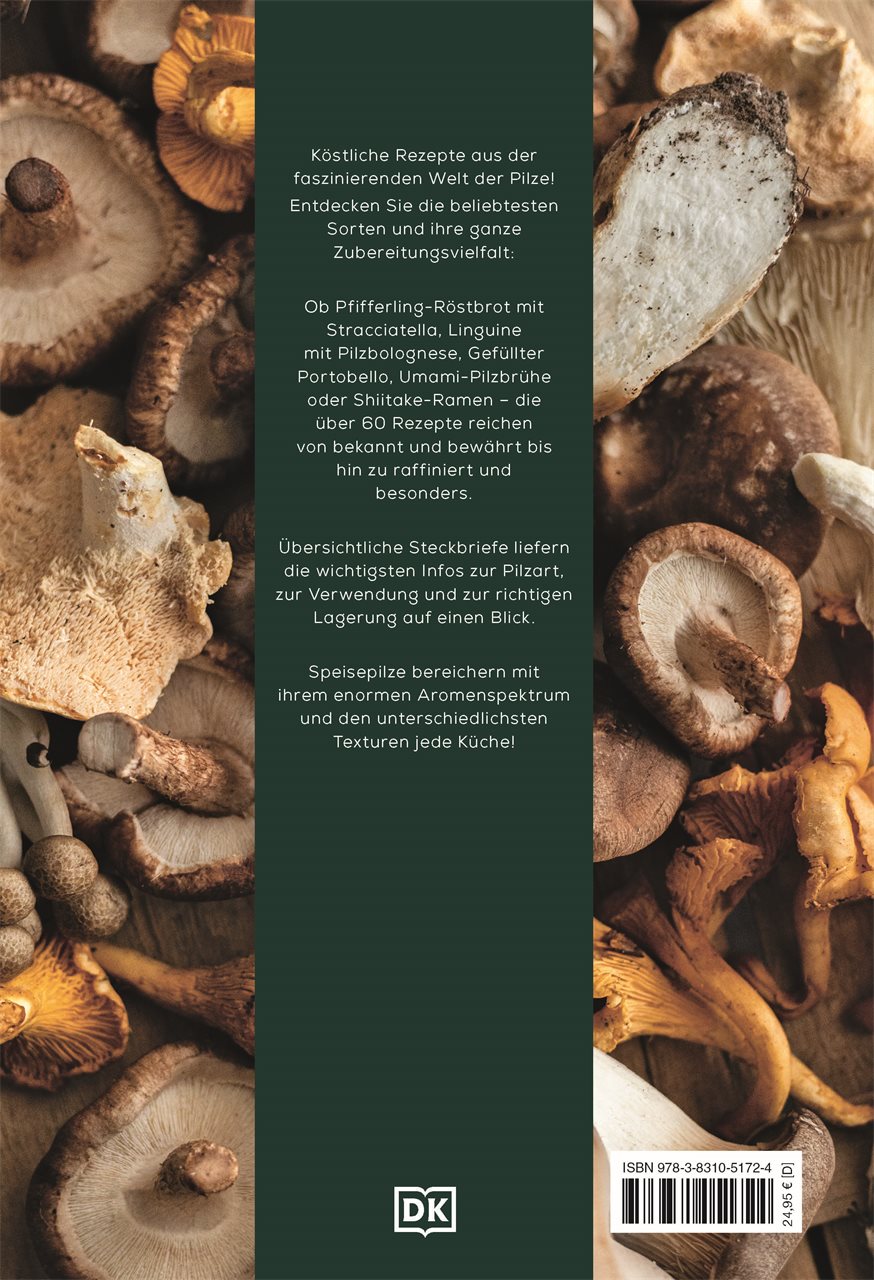 Rückseitencover Pilze. Das Kochbuch
