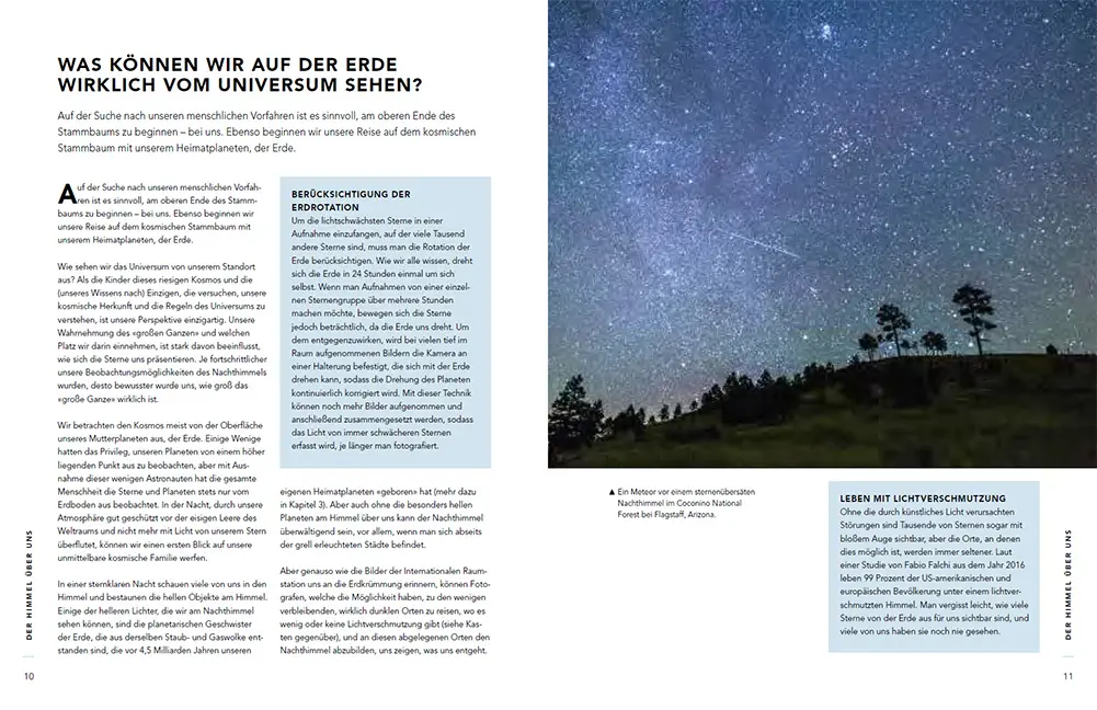 Beispielinhalt (Bild) In 74 Fragen durch das Universum