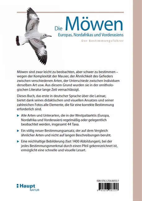 Rückseitencover Die Möwen Europas, Nordafrikas und Vorderasiens