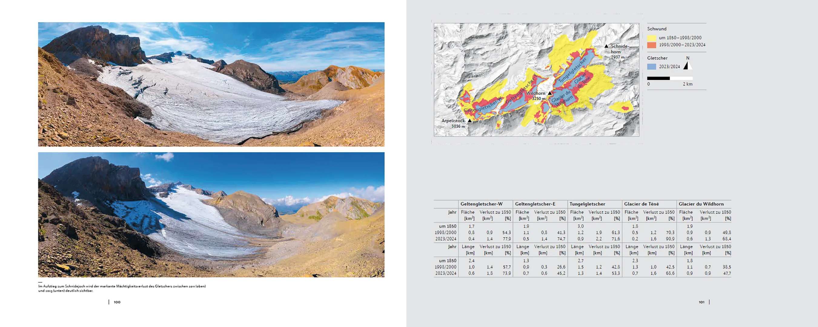 Beispielinhalt (Bild) Schweizer Gletscherlandschaften im Klimawandel