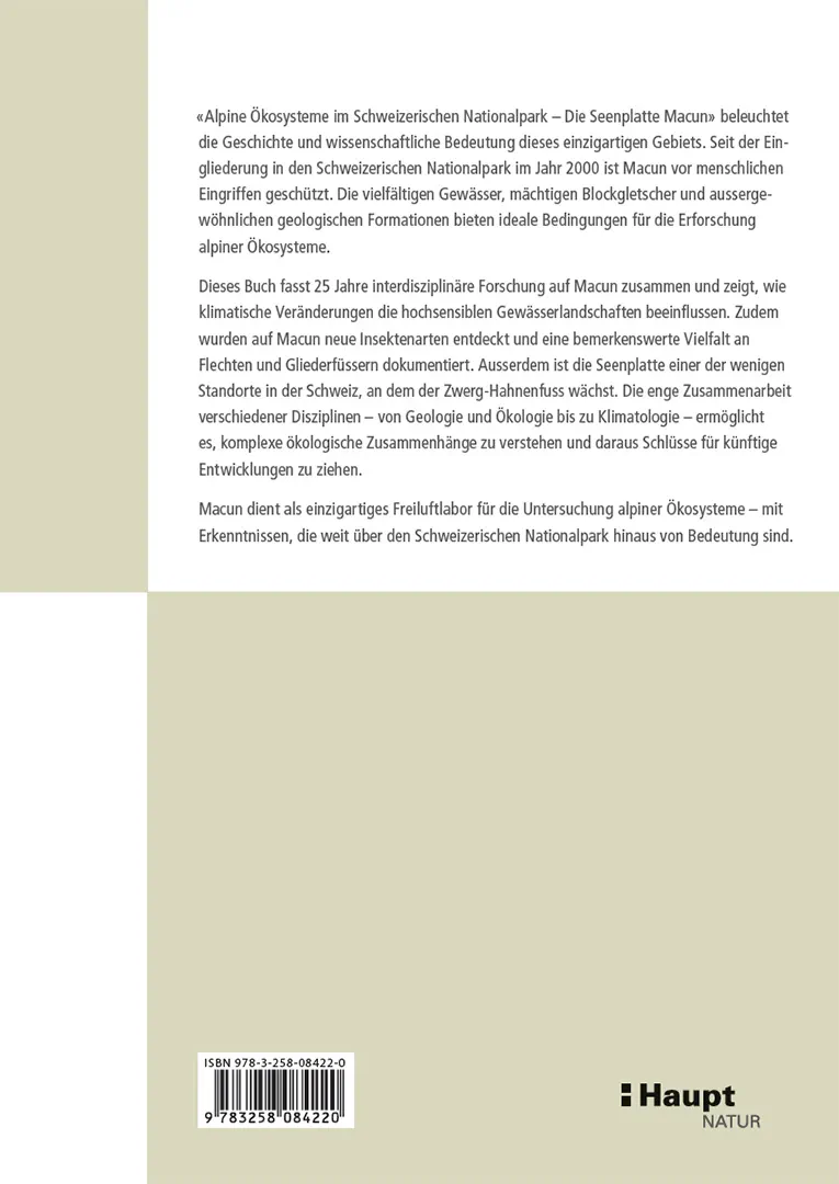 Rückseitencover Alpine Ökosysteme im Schweizerischen Nationalpark
