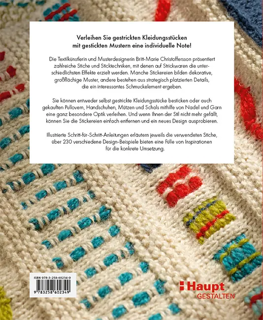 Rückseitencover Sticken auf Strick