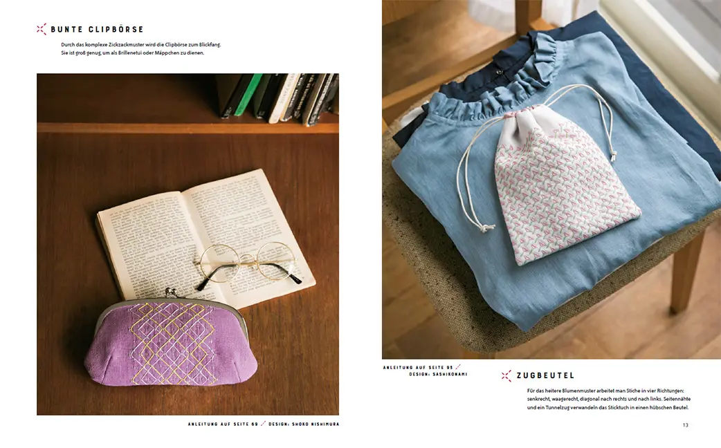 Beispielinhalt (Bild) Sashiko in Farbe