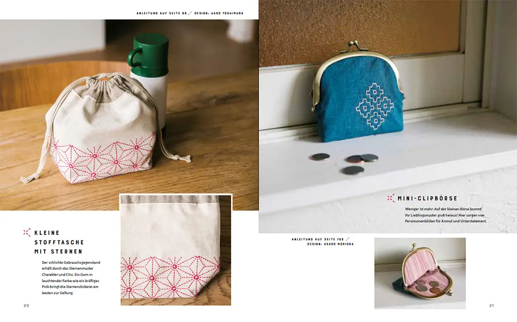 Beispielinhalt (Bild) Sashiko in Farbe