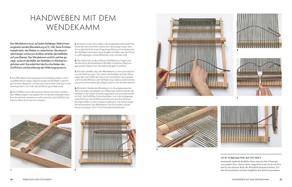 Beispielinhalt (Bild) Große Textilien auf kleinem Rahmen weben