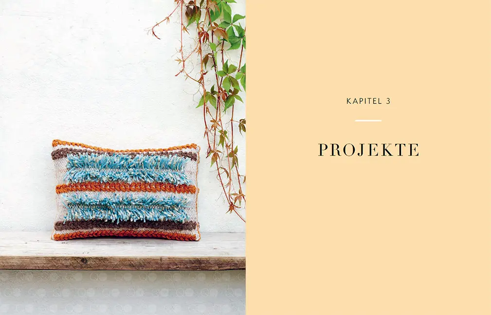 Beispielinhalt (Bild) Große Textilien auf kleinem Rahmen weben