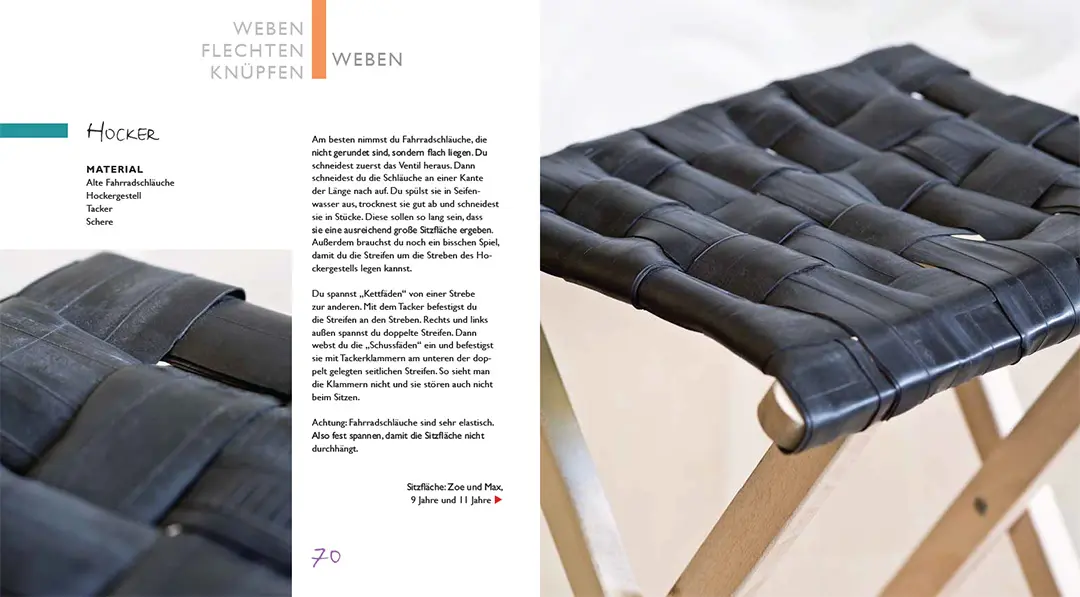 Beispielinhalt (Bild) Kinder-Werkstatt Sticken, Nähen, Weben